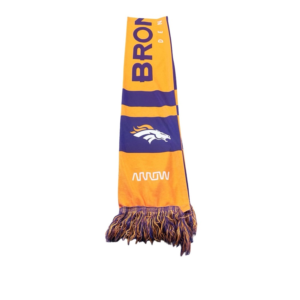Denver Broncos Scarf Unisex OS Orange Blue Arrow Electronics Logo Fringe Fan